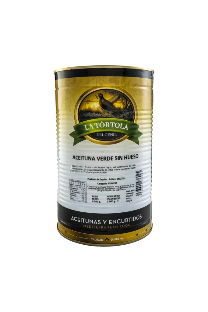 Aceituna Lata 2Kg verde sin hueso La Tórtola