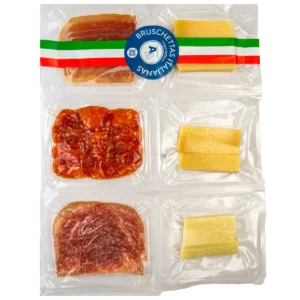 Bruschettas Italianas  x 245g (TG, Prosciutto 0.06, Napoli 0.06, Provolone 0.12, Pecorino 0.12, Milano 0.06, Grana 0.12) Especialidades A & Z